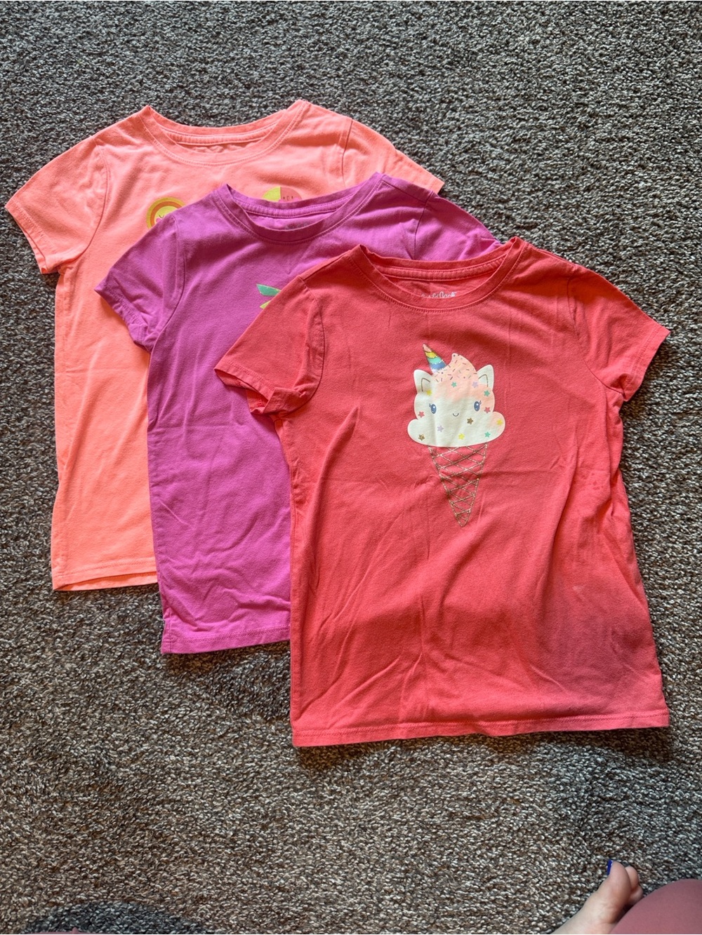 Cat & Jack Coral Pink Unicorn Ice Cream Tee